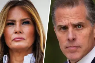 Melania Trump at a public event amid legal threat against Hunter Biden over Jeffrey Epstein remarks.