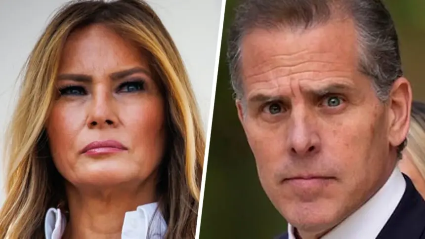 Melania Trump at a public event amid legal threat against Hunter Biden over Jeffrey Epstein remarks.