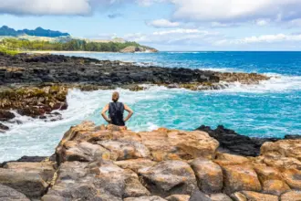Travelling to Hawaii Waikiki Beach with Diamond Head in the background, Oahu, Hawaii.