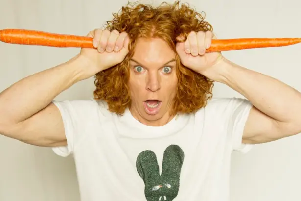 Carrot Top performing live at the Luxor Hotel in Las Vegas with his signature comedy props